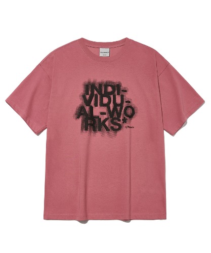 블러 이펙트 라운드 티셔츠-핑크-FILLUMINATE