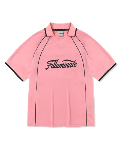 더블 파이핑 카라 저지 티셔츠-핑크-FILLUMINATE